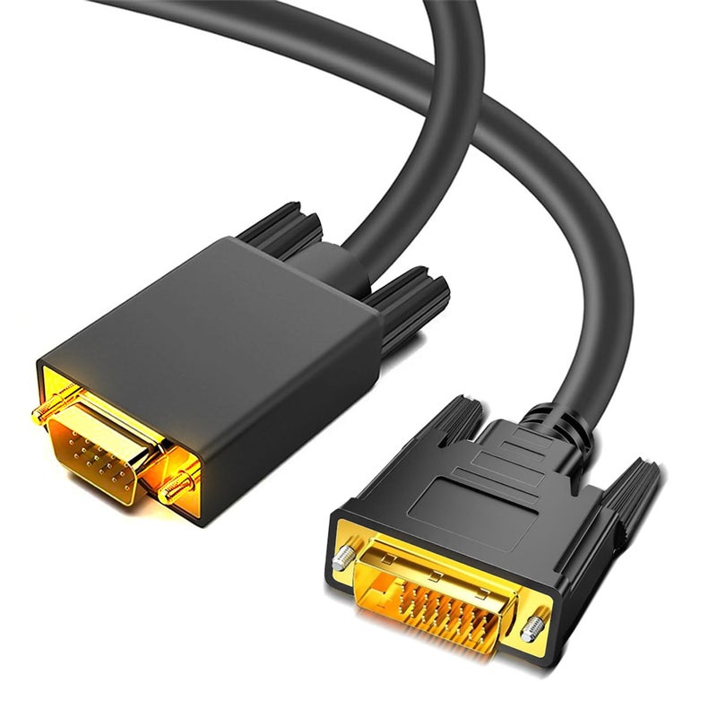 AKWOR كابل DVI إلى VGA بطول 6 أقدام، محول DVI-D 24+1 إلى VGA كابل ذكر إلى ذكر مع واجهات مطلية بالذهب لعرض الكمبيوتر، وحدة المعالجة المركزية، اللابتوب، بطاقة الرسوميات إلى HDTV، الشاشة، الشاشة العرض، البروجيكتور - Image 1